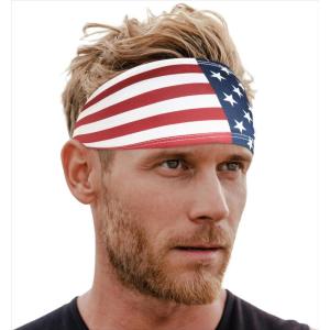 imageTough Headwear Sport Headbands for Men  Workout Headbands for Women  Running Headband Tennis Athletic SweatbandUS Flag RWB
