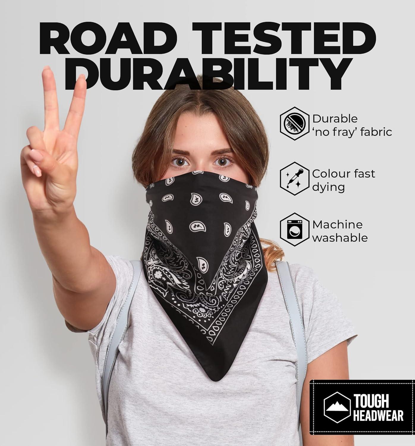 imageTough Headwear Large Bandana Headband  Handkerchief Bandanas for Men ampamp Women  Paisley Bandana Pack  Cowboy ScarfAssorted Colors