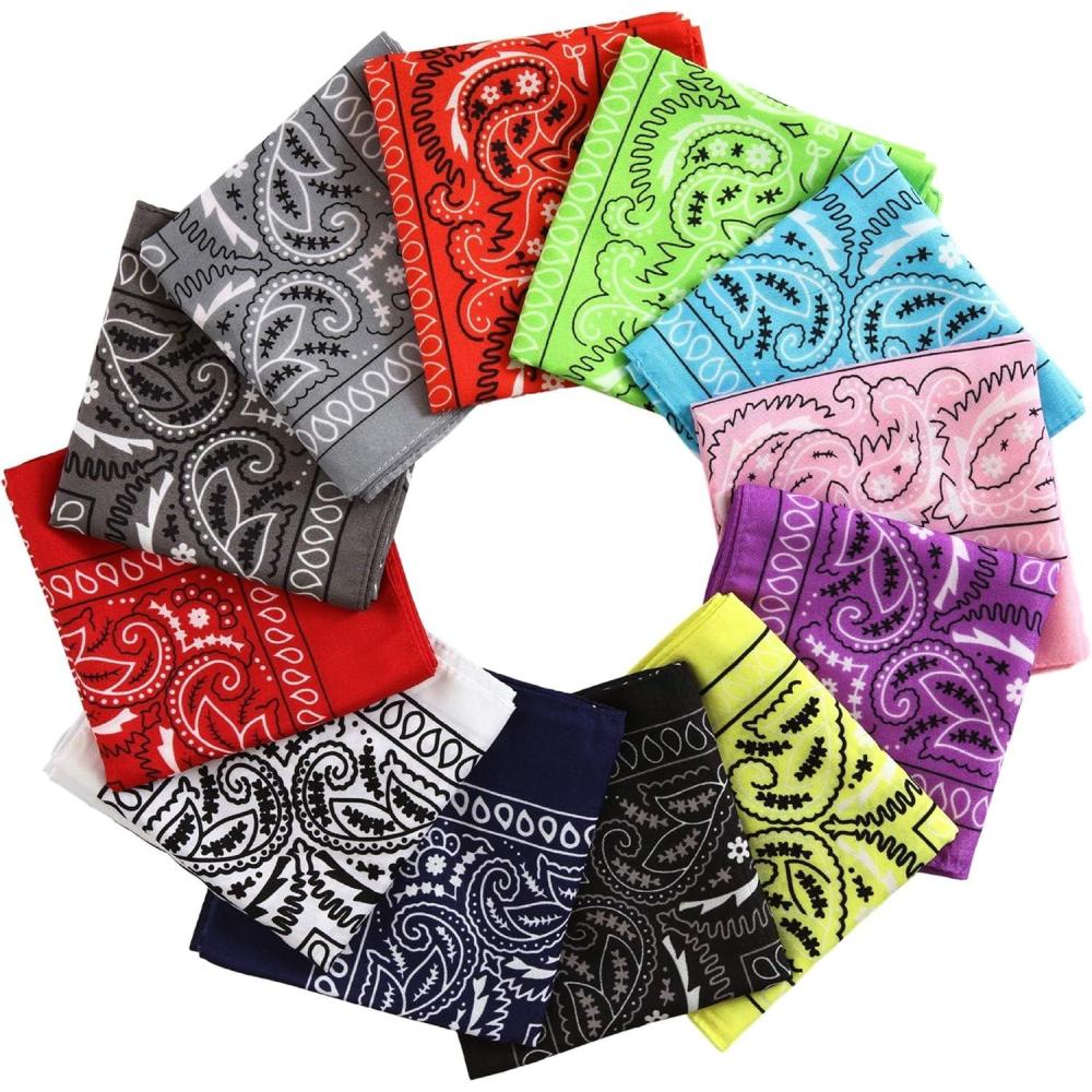 imageTough Headwear Large Bandana Headband  Handkerchief Bandanas for Men ampamp Women  Paisley Bandana Pack  Cowboy ScarfAssorted Colors