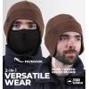 imageTough Headwear Skull Cap with Mask Men Winter Running Gear Motorcycle Winter Gear Helmet Liners Ski Hat Thermal BeanieBrown