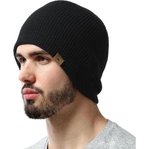 imageBeanie for Women  Warm Winter Hats for Men Knit Hat for Cold Weather Soft Ribbed Beanie Cap ampamp Lightweight Toboggan HatsBlack