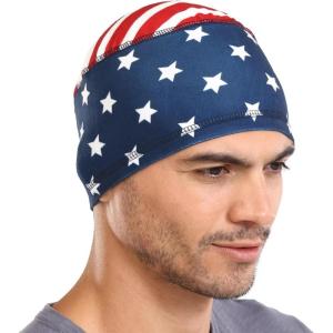imageCooling Skull Cap for Men  Hard Hat Liner Cycling Cap Head Caps for Men Helmet Liner for MotorcycleStars and Stripes