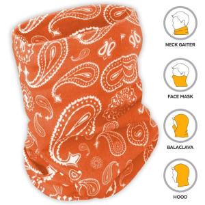 imageNeck Gaiter Face Mask  Face Cover ampamp Sleeve w UV ampamp Dust Protection  Pull Over Masks ampamp Bandana  Fishing Running ampamp Hiking Printed Orange
