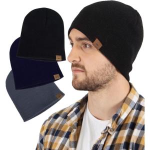 imageTough Headwear Daily Knit Beanie  Beanies Hats for Men  Winter Hats for Men ampamp Women  Warm Knitted Hats for Cold WeatherBlack  Dark Gray  Navy Blue