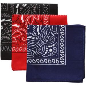 imageTough Headwear Large Bandana Headband  Handkerchief Bandanas for Men ampamp Women  Paisley Bandana Pack  Cowboy ScarfBlack  Red  Navy Blue