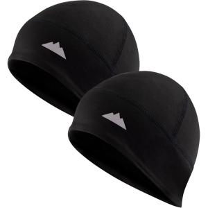 imageTough Headwear Skull Cap for MenMotorcycle Head CapSweat Caps for Men Skull Cap Helmet LinerRunning Beanie Parent2 Pack Black