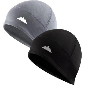 imageTough Headwear Skull Cap for MenMotorcycle Head CapSweat Caps for Men Skull Cap Helmet LinerRunning Beanie ParentBlack  Dark Gray  2 Pack