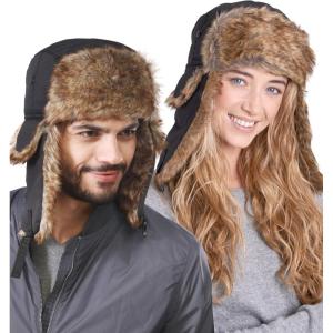 imageTough Headwear Winter Trapper Hat for Men ampamp Women  Winter Hat with Ear Flaps Ushanka Hat Mens Bomber Hats Russian HatBlack