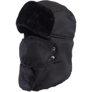 imageTough Headwear Winter Trapper Hat for Men ampamp Women  Winter Hat with Ear Flaps Ushanka Hat Mens Bomber Hats Russian HatFull Black