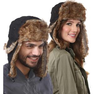 imageTough Headwear Winter Trapper Hat for Men ampamp Women  Winter Hat with Ear Flaps Ushanka Hat Mens Bomber Hats Russian HatQuilted Black