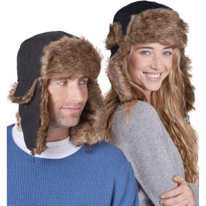 imageTough Headwear Winter Trapper Hat for Men ampamp Women  Winter Hat with Ear Flaps Ushanka Hat Mens Bomber Hats Russian HatWooly Black