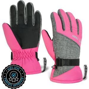 imageTough Outdoors Kids Insulated Waterproof Snow Gloves  Youth Winter Ski Gloves for Girls ampamp BoysPink