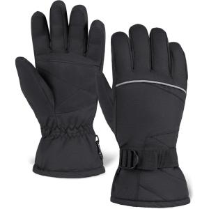 imageTough Outdoors Kids Snow Gloves  Ski ampamp Snowboarding Waterproof Insulated Winter Gloves for Girls Boys ampamp ToddlersBlack