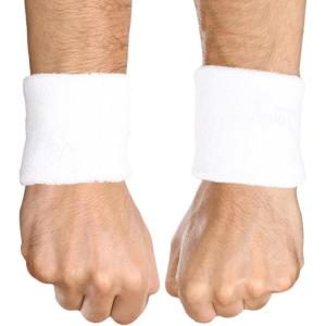imageSports Sweatbands  Arm Bands for Wrists Sweat Absorption for Men ampamp WomenWristband  White