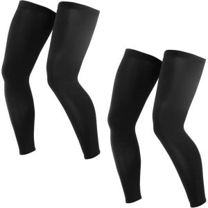 imageTough Outdoors Compression Leg Sleeves  Full Leg Compression Sleeve for Men ampamp Women UV Leg Sleeves  Cycling Leg Warmers2 Pairs  Black