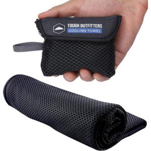 imageTough Outdoors Cooling Towel  Cooling Towels for Neck ampamp Face  Ice Wrap ampamp Sweat Rag for Camping Gym Yoga ampamp Sports  Workout Towel for Gym Sweat  Cool Towels for Extreme HeatBlack