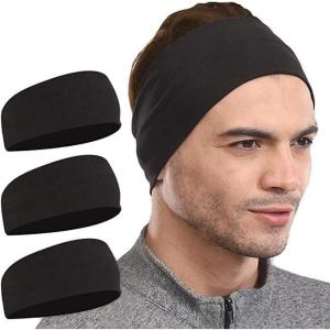 imageWorkout Headband for Women ampamp Men  Wide Moisture Wicking ampamp NonSlip Exercise Hairband or Sports Sweatband  Keep Your Hair in Place  Performance Stretch ampamp Ideal for Running ampamp Yoga Black  3 Pack