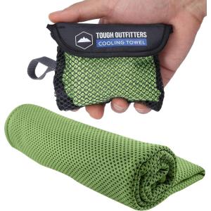 imageTough Outdoors Cooling Towel  Cooling Towels for Neck ampamp Face  Ice Wrap ampamp Sweat Rag for Camping Gym Yoga ampamp Sports  Workout Towel for Gym Sweat  Cool Towels for Extreme HeatBright Green