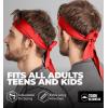 imageTough Headwear Tie Headband  MoistureWicking Running Headband  StayDry Workout Sweatband  4Way Stretch Head TieRed